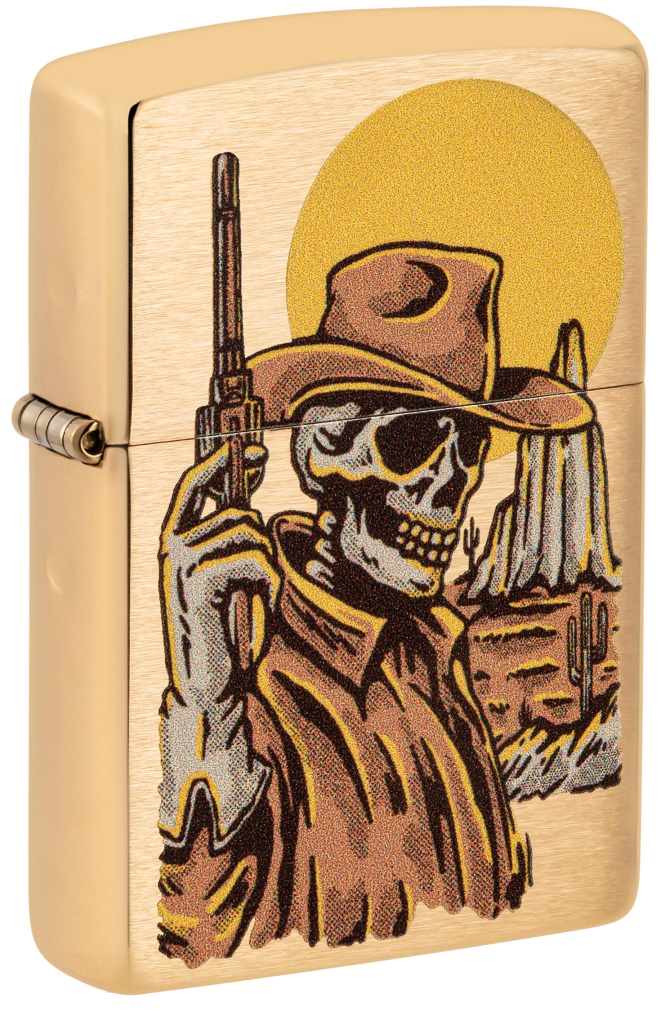 Zippo Wild West Skeleton Brushed Brass Wild West 60006579 Skeleton Brushed Brass Colour Cowboy Skull Original Lighter