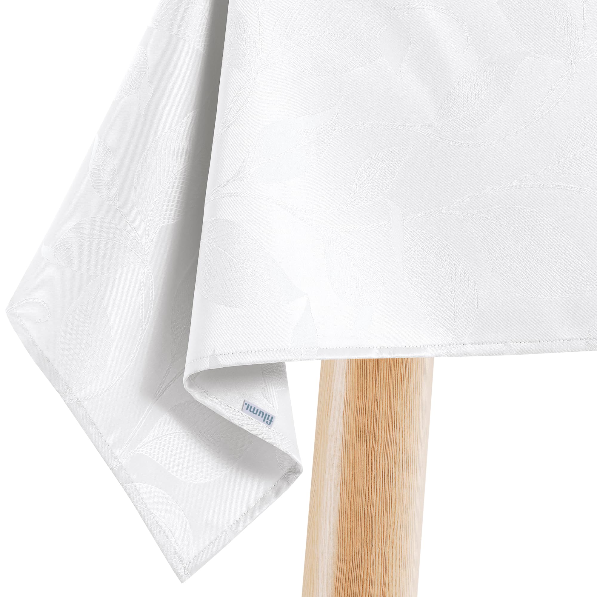 Tovaglia ovale, 140 x 240 cm, colore bianco, lavabile, per interni ed esterni, motivo vegetale Amalu