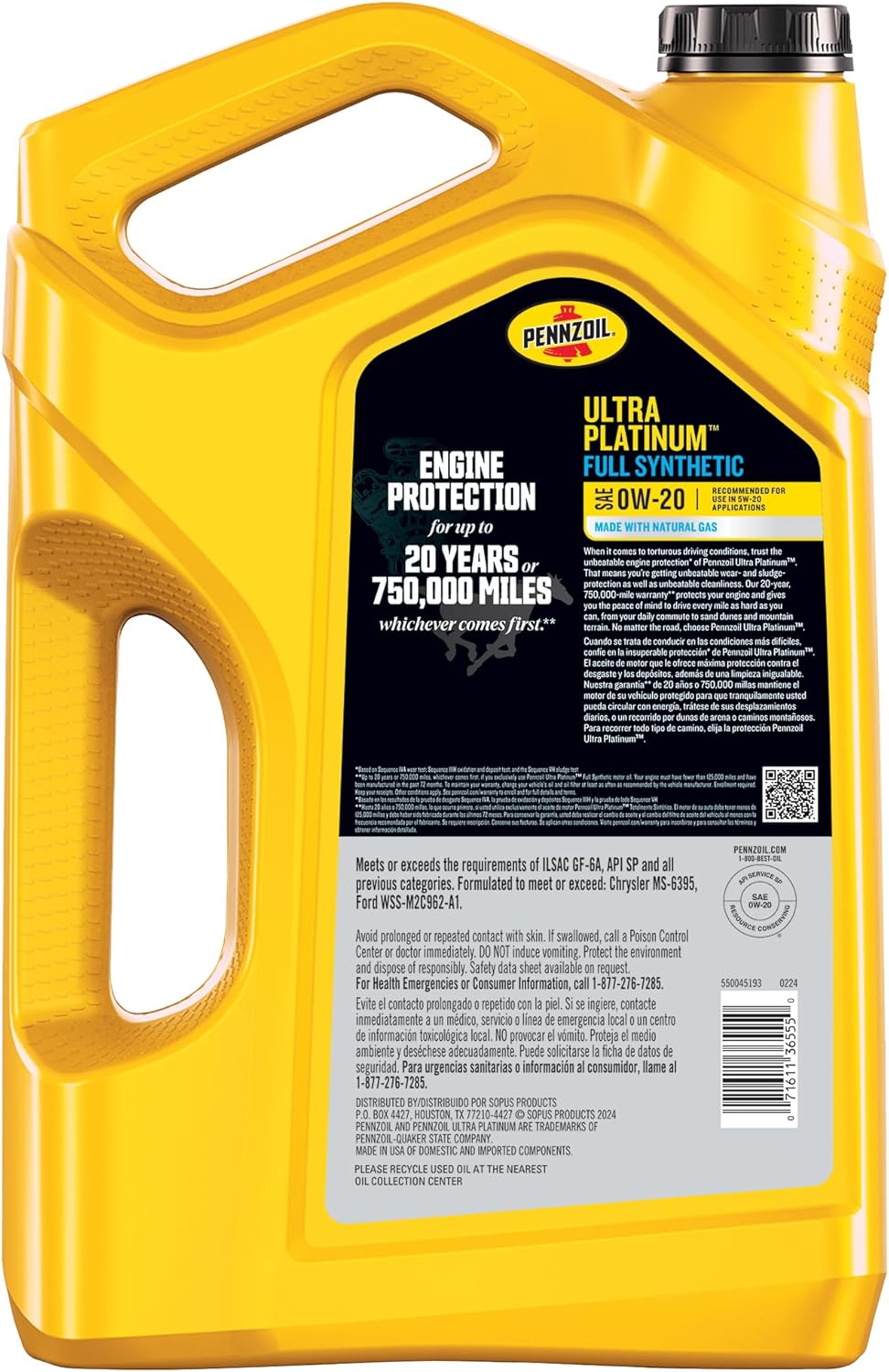 pennzoil ultra platinum full synthetic 0w-20 motor oil, 5 quart (3 pack) 5 quart 3 pack 0w-20