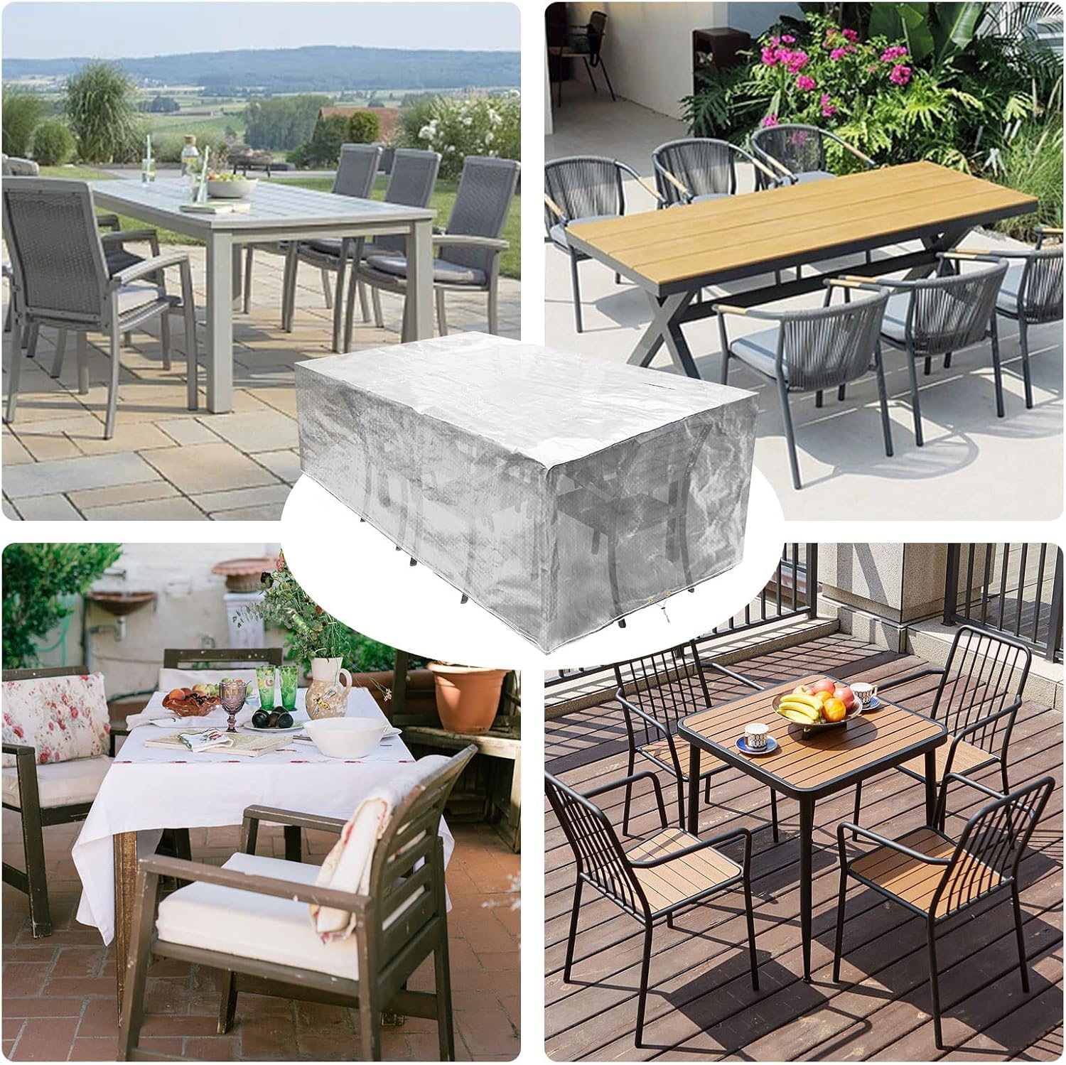 RICHIE Housse de protection pour meubles de jardin, imperméable, anti-UV, respirante, en polyéthylène, pour tables de jardin, meubles de terrasse, rectangulaire, transparente, 180 x 120 x 71 cm
