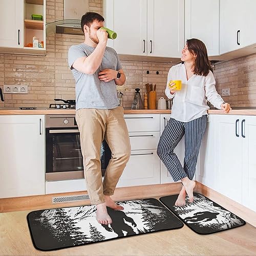 Miniatura 2 de ZENWAWA Kitchen Mat Sasquatch Forest 2 Pcs Set Anti Fatigue Kitchen Rugs Cushioned Water Absorbant Non Slip Decorative Floor Mats for Kitchen
