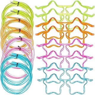 Pajitas para gafas, vasos de pajita reutilizables, pajitas de anillo divertidas, pajitas flexibles multicolores, marcos de gafas con forma de estrella (12 unidades)