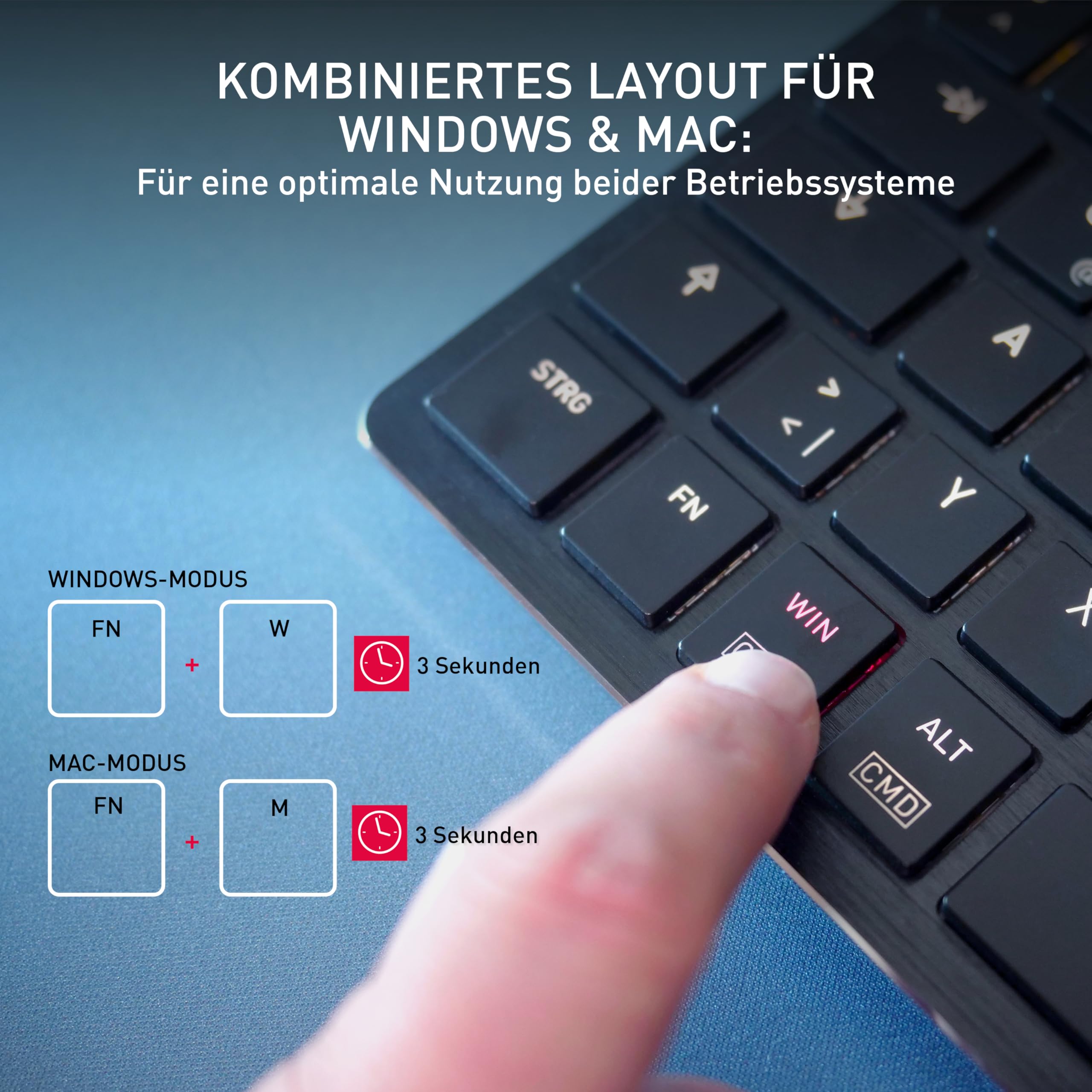 CHERRY KW X ULP 2.0 MINI, Ultra Flache Mechanische Kompakt-Tastatur, US-Layout (QWERTY), Für Windows & Mac, Multi-Device-Funktion Für Bis Zu 4 Geräte, Schwarz