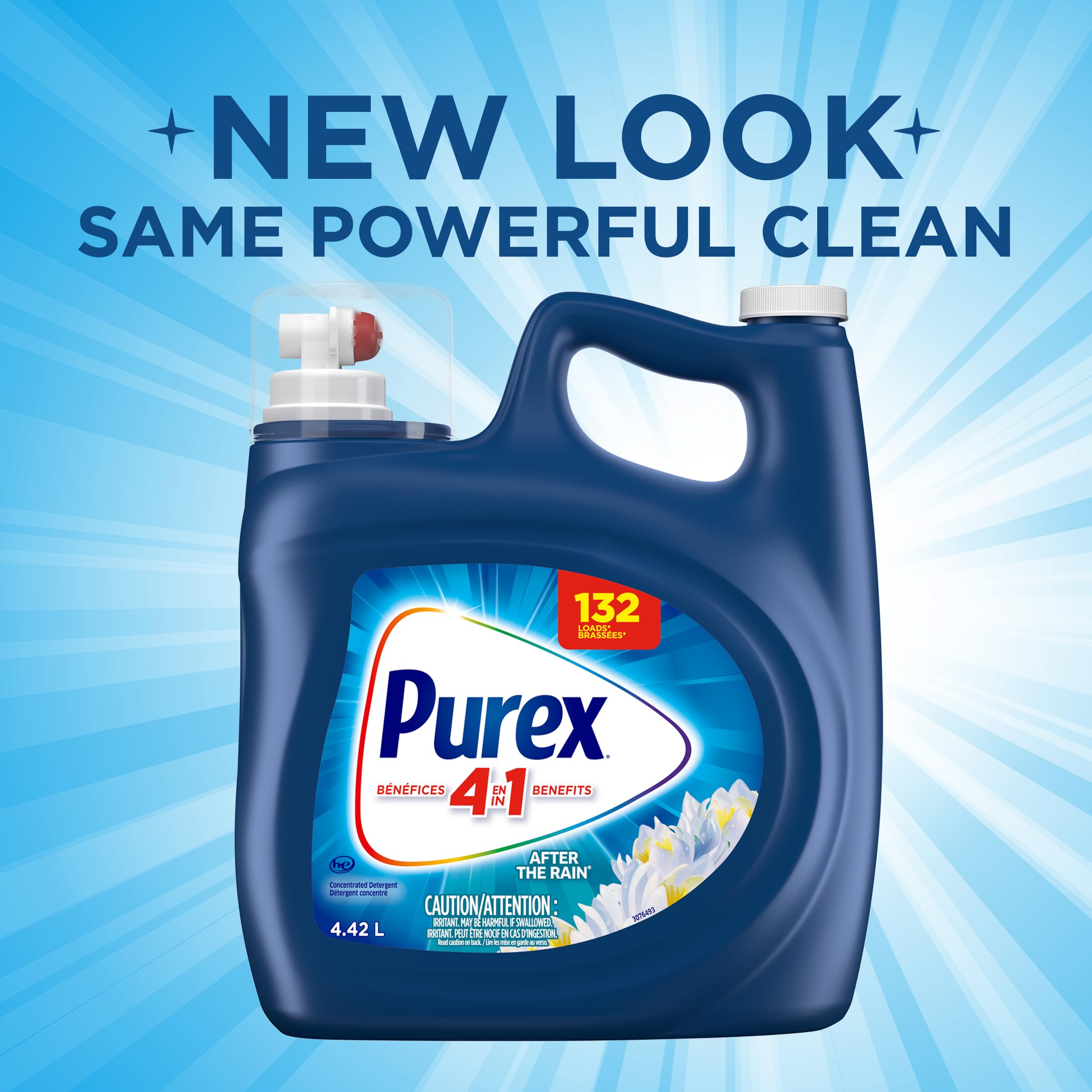 Purex After the Rain, Concentrated Liquid Laundry Detergent with 4in1 benefits, Tough on Stains, Brightens and Whitens Clothes, 4.42L, 132 Wash Loads, HE Compatible - 3