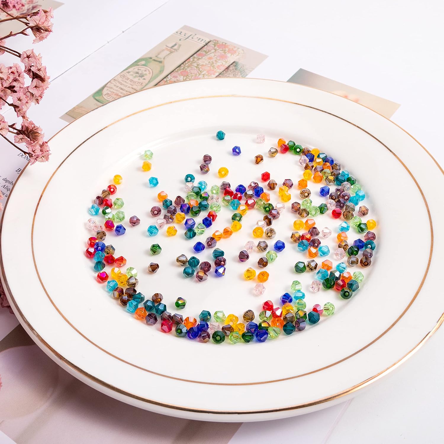 MissAudrey 1800pcs 4mm Bicone Crystal Beads for Jewelry Making Wholesale Faceted Bicone Glass Beads for DIY Bracelets Necklaces Earrings Suncatcher Craft Beading with Container Box (15 AB Colors) - Image 3