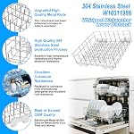 UPGRADED W10311986 W10380384 Dishwasher Lower Dishrack for Whirlpool Kenmore Dishwasher Rack Replacement Parts,304 Stainless Steel W10311986 W11158802 Whirlpool Dishwasher Rack with Wheel Bottom Rack