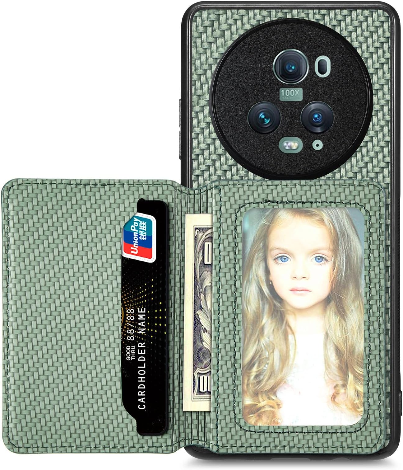MOJIA Case for Honor Magic5 Pro 5G (Magic 5 Pro), Ultra Thin Flip Card bag Case, TPU Phone Cover, Card Holder Multifunctional Case with Rfid Blocking. Green