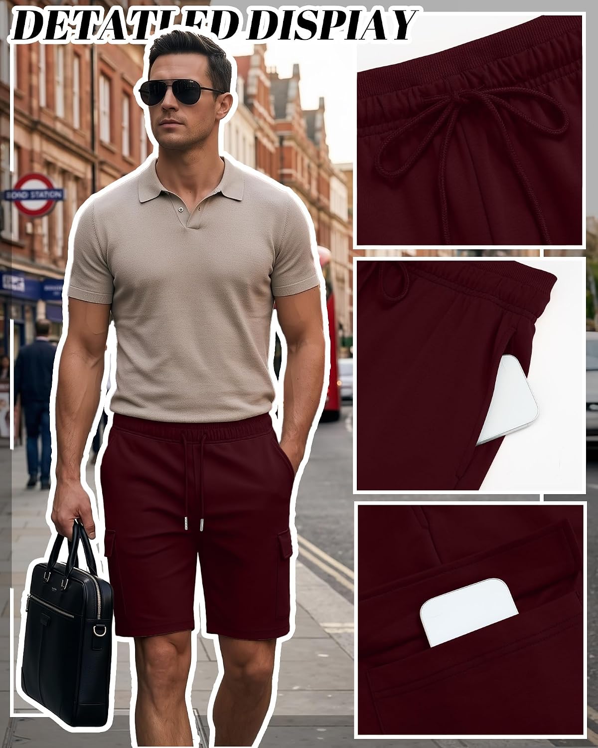 3 Pack Men's Cargo Sweat Shorts | 9 Inch, Drawstring, Elastic Waist, with 4 Pockets, Athletic, Summer Casual Workout Joggers, Relaxed Fit, Running, Gym