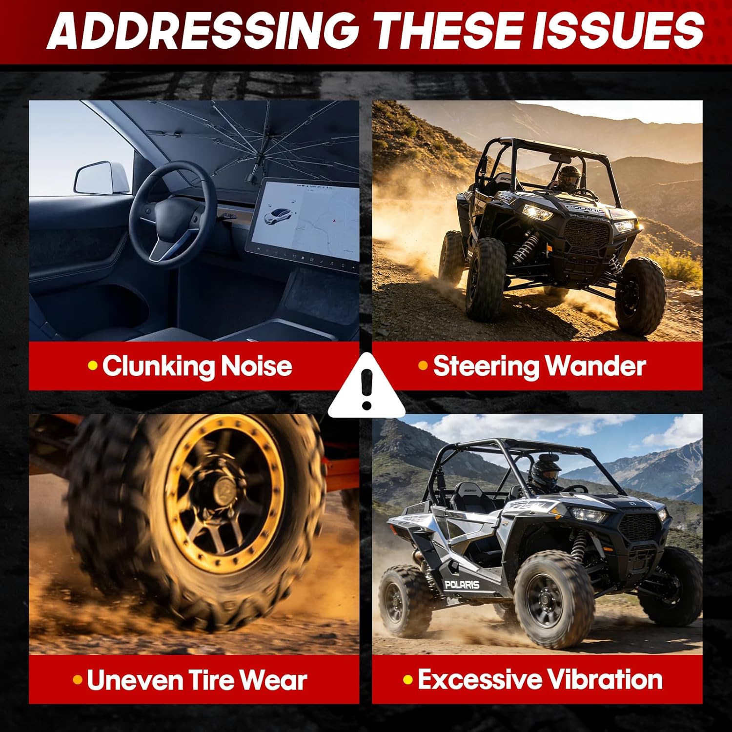 High Clearance Upper & Lower A-Arms Compatible with 2014-2023 Polaris RZR XP 1000/4 1000 Front A-Arms Forward Offset - Black