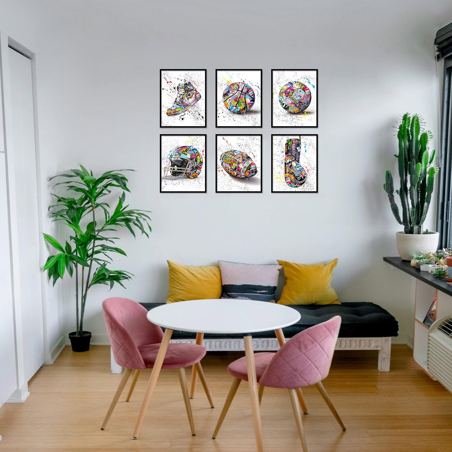 Graffiti Wall Art Sports Prints Wall Decor Set of 6 Canvas Fashion Posters Inspirational Colorful Modern Art Photos Pictures,American football,Football for Home Livingroom Bedroom (8"x10" UNFRAMED) - Image 7