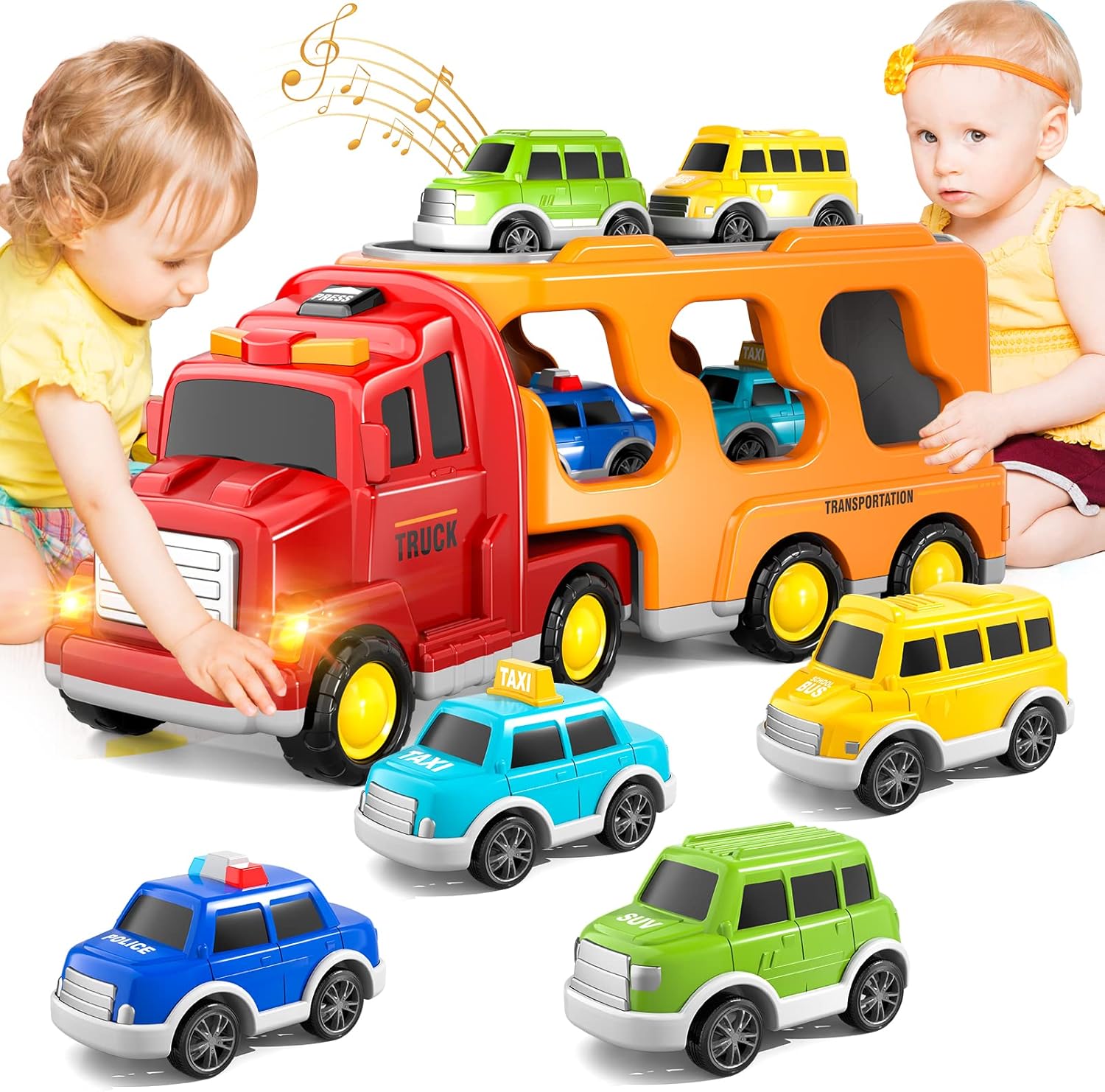 Kids Cartoon Car Toy Truck for Toddlers Boys Girls 3 4 5 6 Years Old, 5