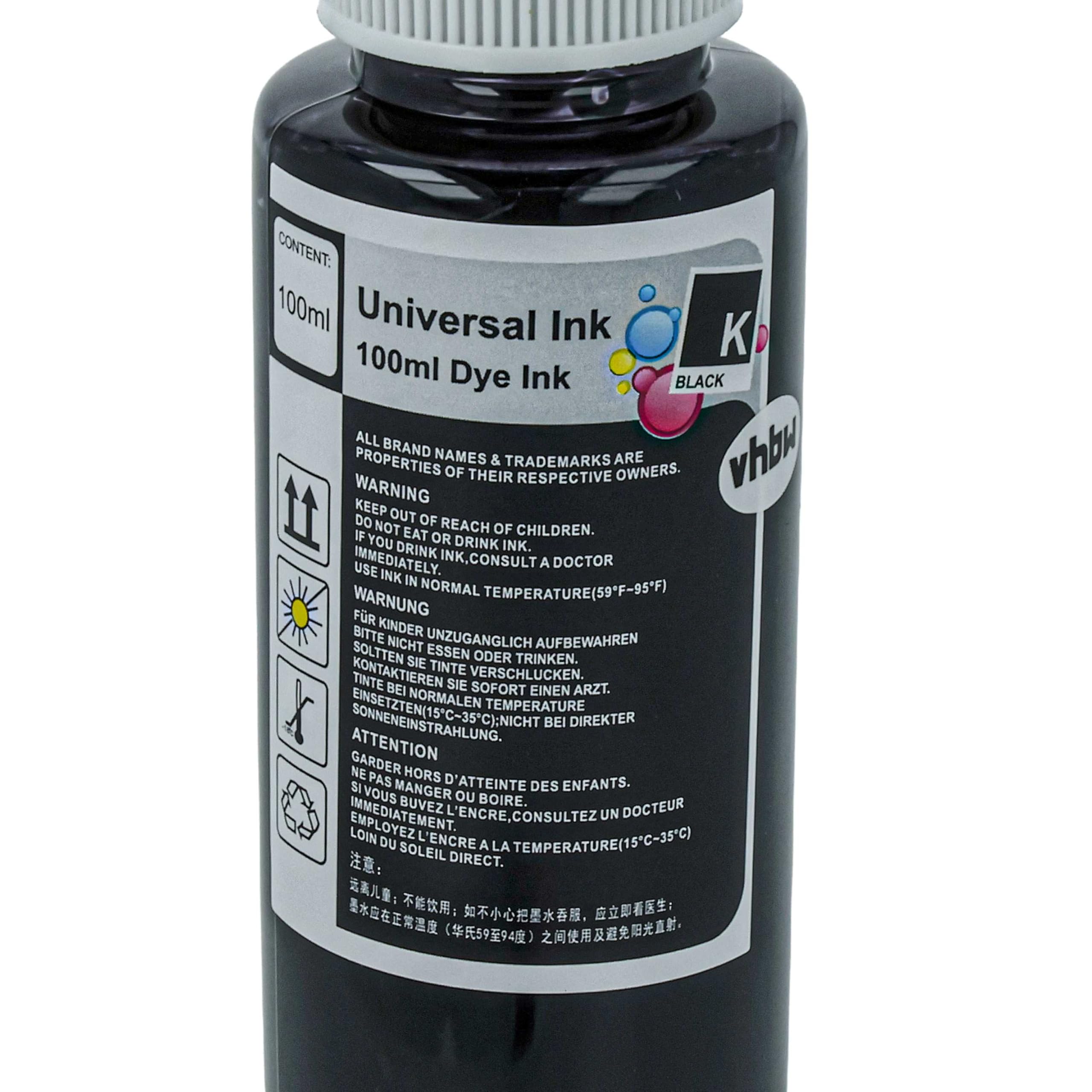 vhbw Encre de Recharge pour imprimante - Encre Rechargeable Dye Noir, 100ml