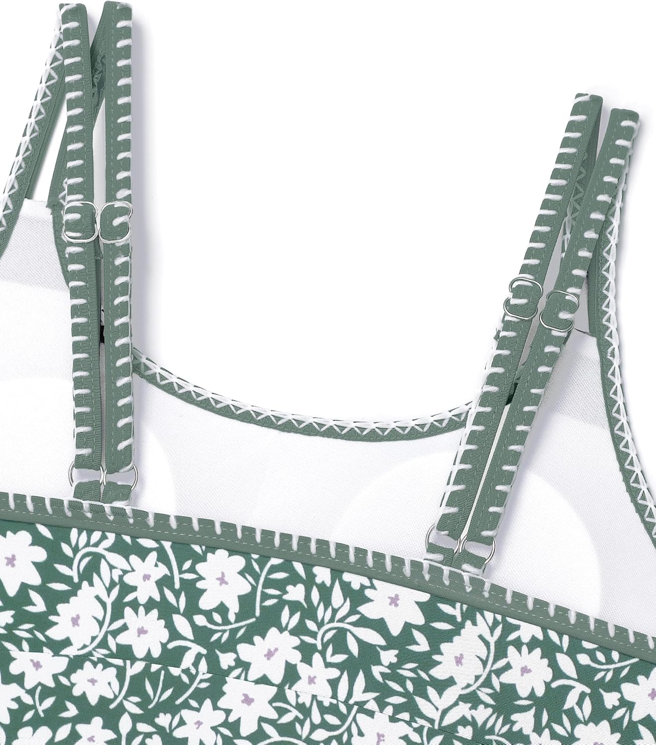 Girls Swimsuit Two Piece Double Straps Sporty Bathing Suit High Waisted Bikini Tropical Floral Swimwear 9-16Y - Image 7