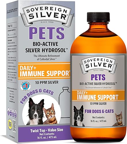 Sovereign Silver Bio-Active Silver Hydrosol para mascotas, apoyo inmunológico de 16 onzas