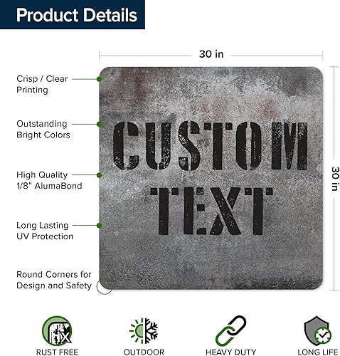 Miniatura 548 de My Sign Center - Letrero personalizado, 11 colores de fuente, 13 estilos de fuente, 4 opciones de agujero, 22 tamaños, 8 x 32 pulgadas, sin óxido,