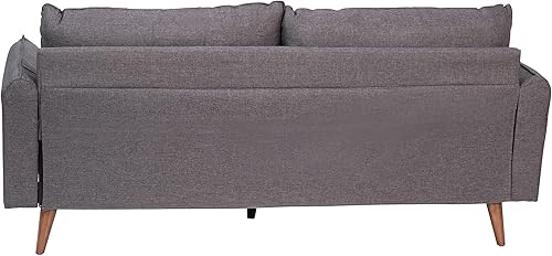 Miniatura 8 de Flash Furniture Sofá moderno Evie Mid-Century - Tapicería de tela de lino sintético gris piedra, marco y patas de madera real