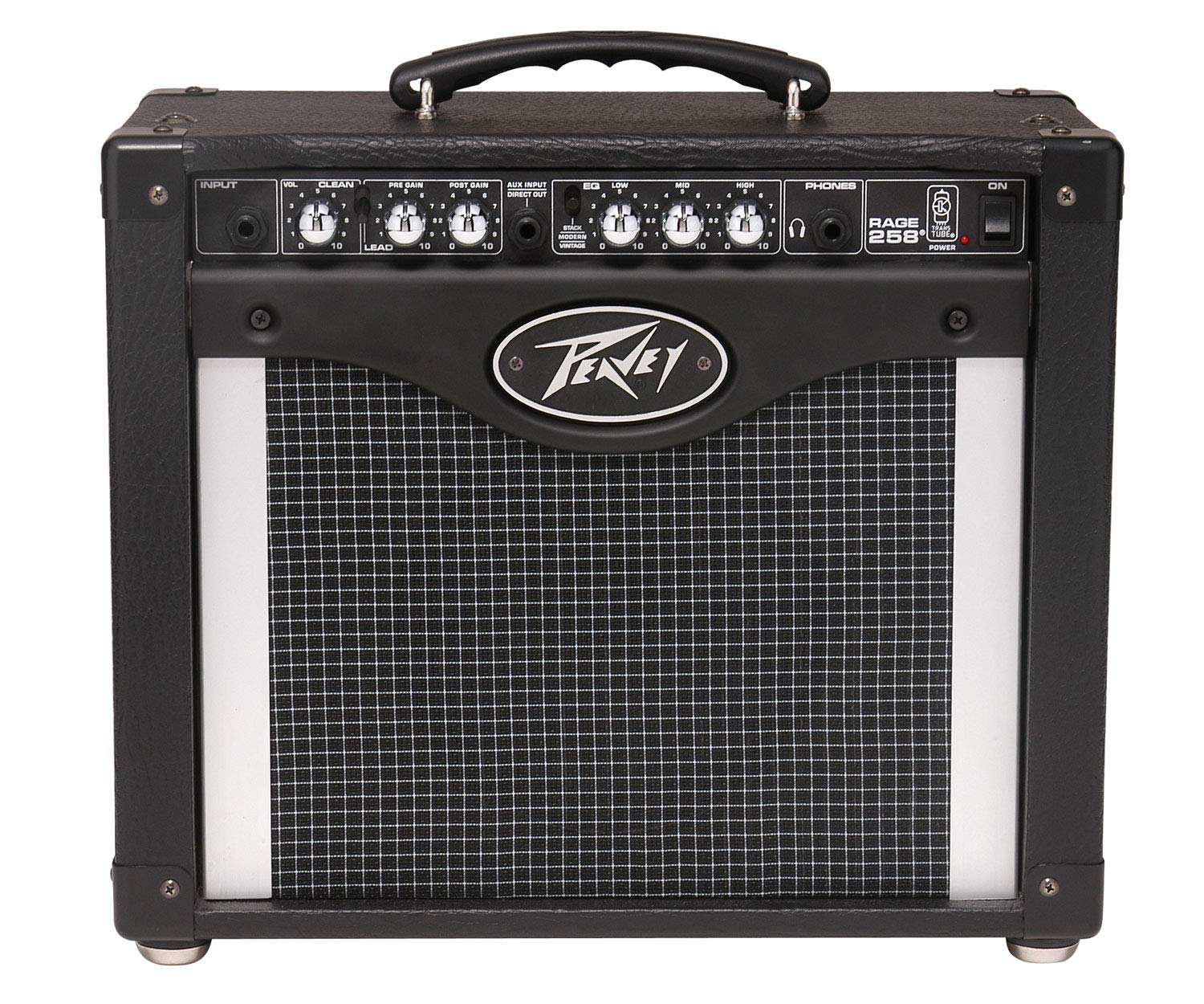 Peavey Rage 258 25W Electric Guitar Amplifier with 8" Blue Marvel Speaker, 2 Switchable Channels, 3-Band EQ, Tape/CD Input & Modern/Vintage Voicing Switch