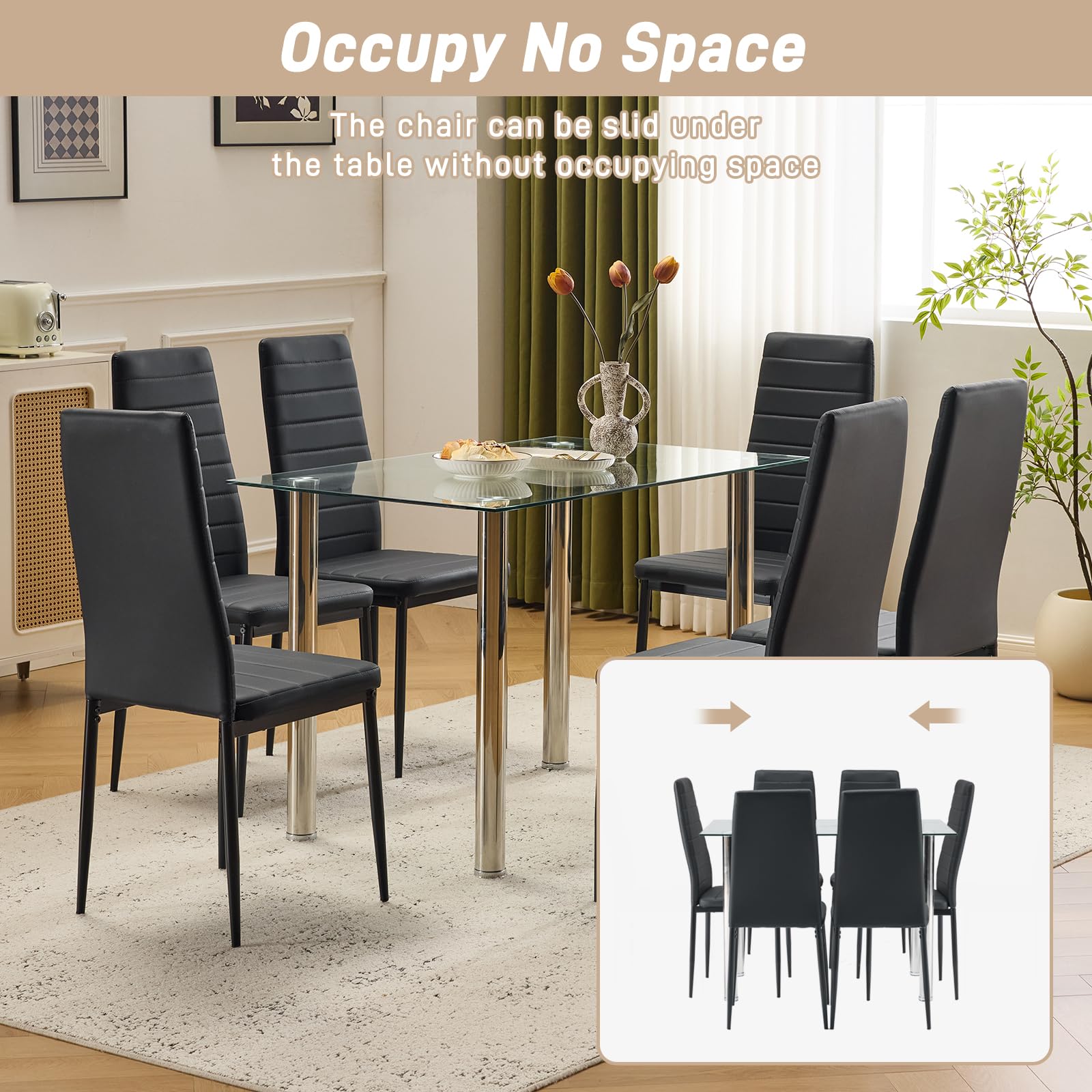 Amazon.com - Karl home Dining Chairs Set of 6, PU Leather & High