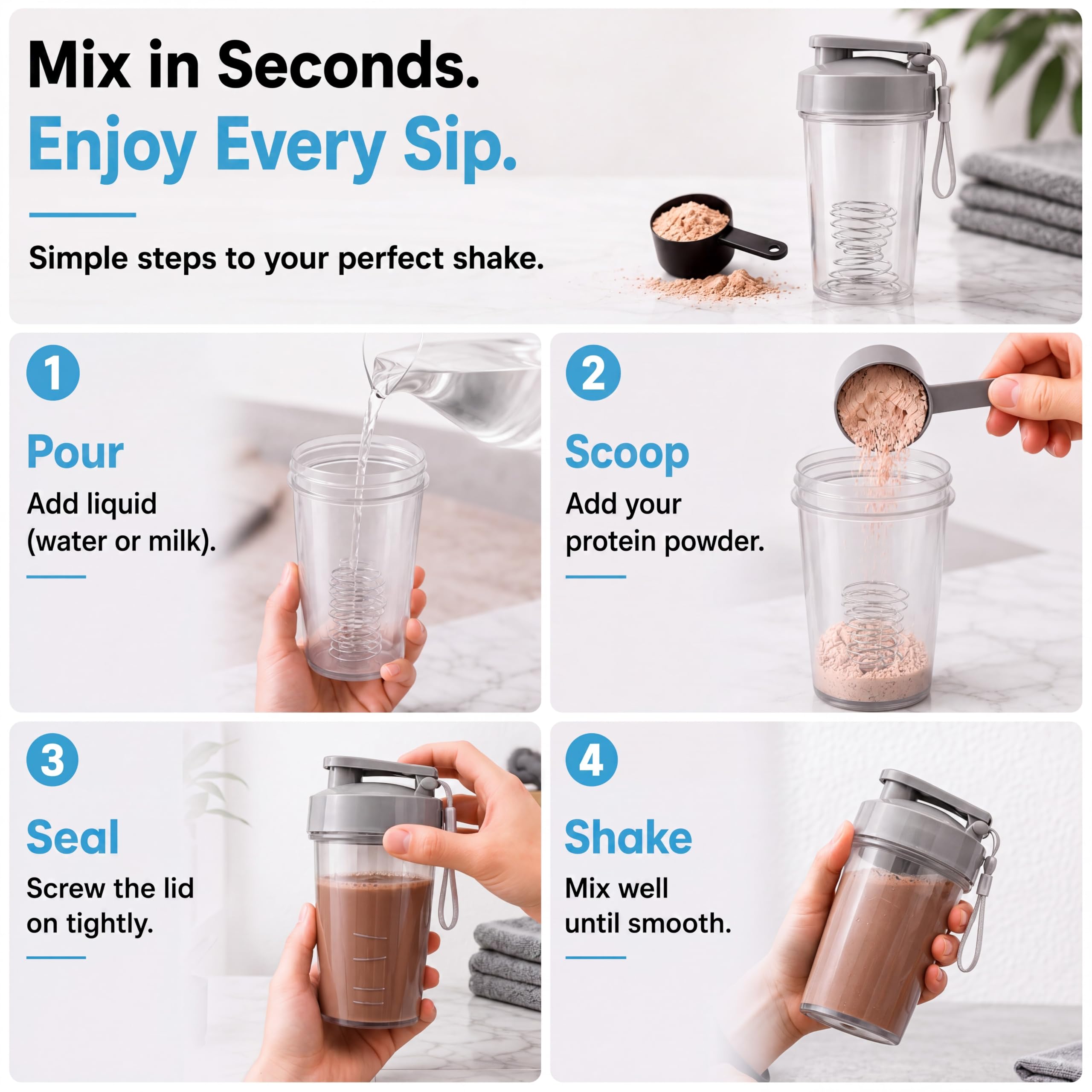 Travel-Friendly Small Shaker Bottle for Protein Shakes, Supplements: 2-Pack — Amazon image 7