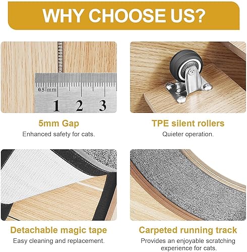 Miniatura 7 de Rueda de Ejercicios para Gatos, de 48 Pulgadas XL para Gatos Grandes, Correpasillos para Gatos