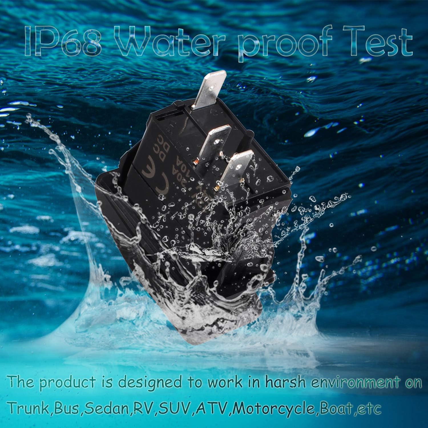 LED Car-ling Rocker Switch 12V 24V SPST On-Off Waterproof 3 Pin with LED Light for Car Boat Marine-RED LED(Red) : Sports & Outdoors