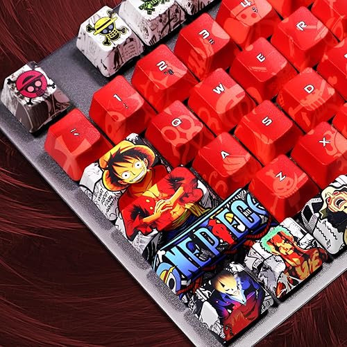 Miniatura 2 de FKZ Teclas de anime, PBT de 5 caras de sublimación de tinte de cereza de perfil, dibujos animados japoneses, juego de teclas personalizadas de 108