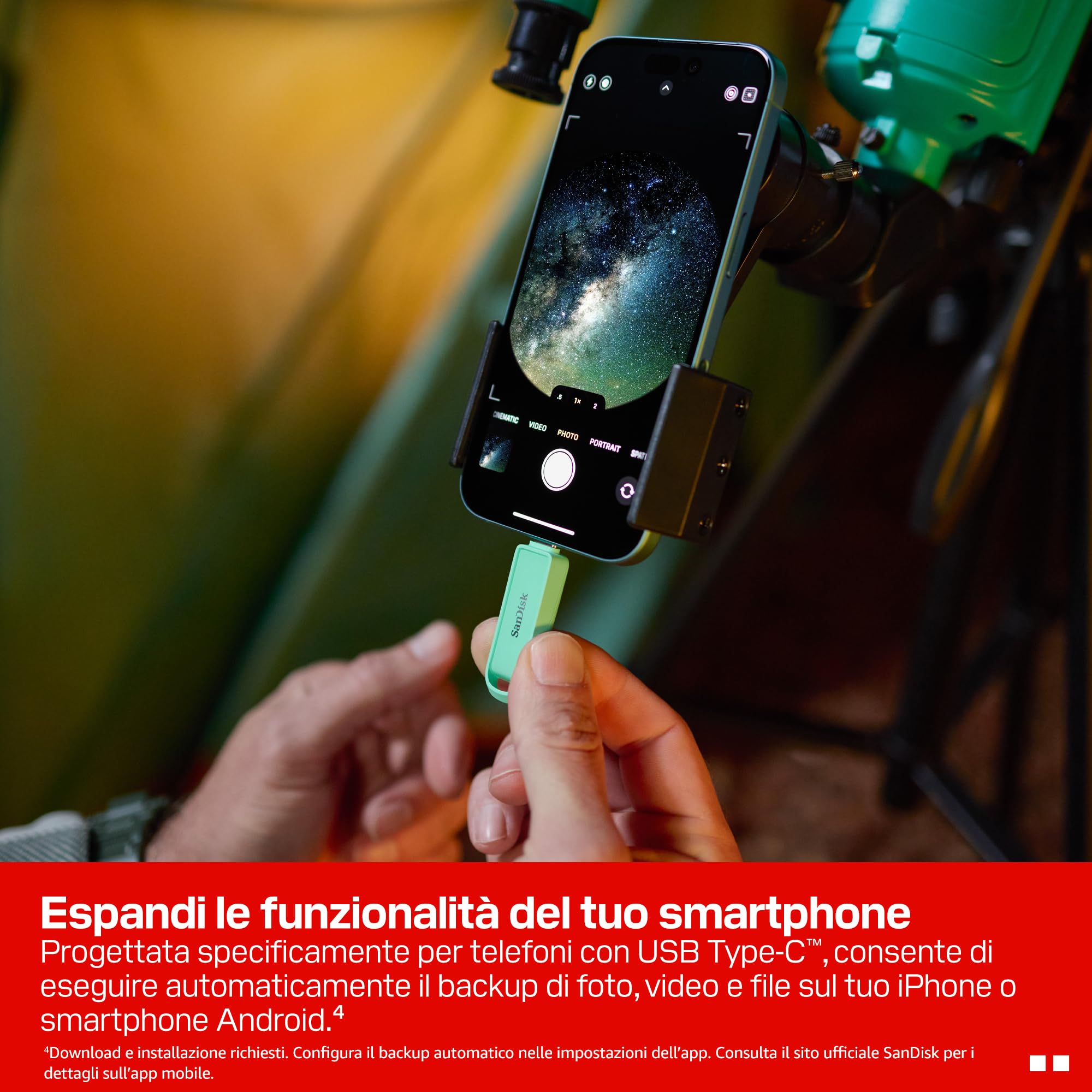 SANDISK Unità per telefono con USB Type-C 512 GB (per smartphone, tablet e computer, velocità fino a 150 MB/s, backup automatic, recupero dati) - Seafoam Green
