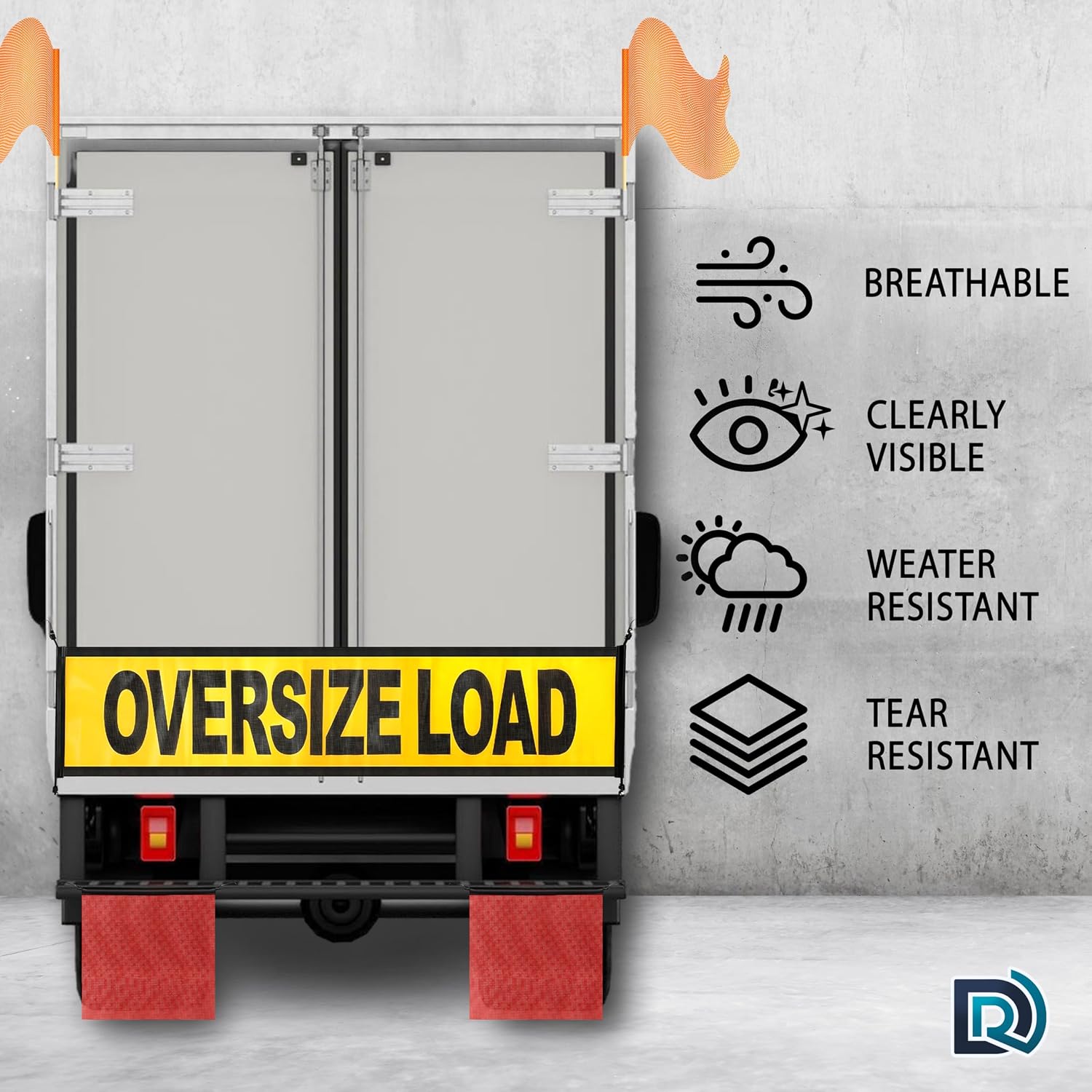 Oversize Load Signs for Trucks 10 Piece Kit with Carry Bag, (2) Mesh Oversize Load Banner 18x84 with Bungee Hooks, (4) Red Warning Flags 18x18, (4) Orange Safety Flags 18x18 on Dowels