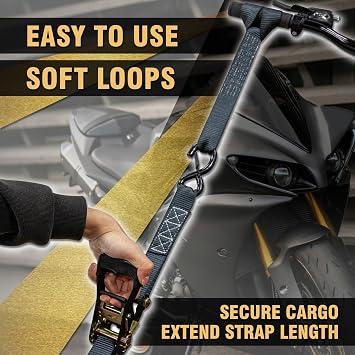 CARTMAN Heavy Duty Tie Down Straps, 1.6 in x 8 ft, 5208 lb Break, 4-Pack