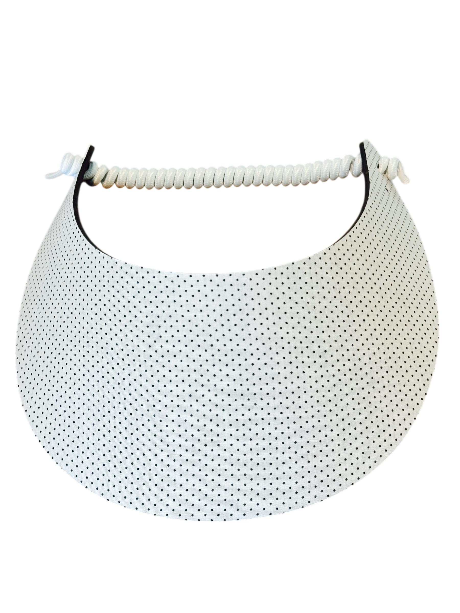 Pickleball - Fashion Fabric Foam Sun Visor for Women - The Sporty Look - Adjustable to Any Size Head - No Pressure & No Headache! White w/Tiny Black Dots