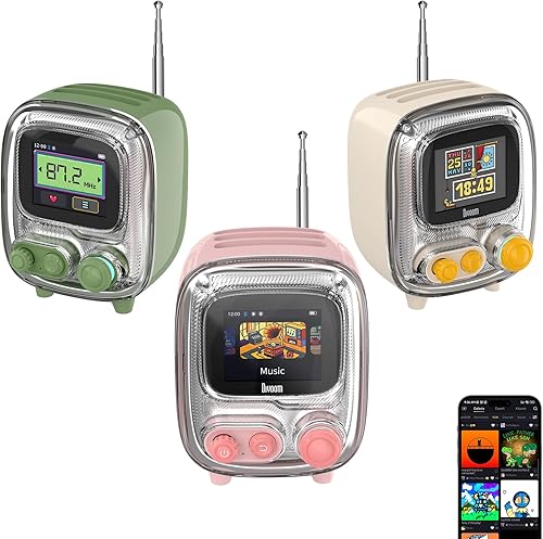 Divoom Tiivoo-2 - Altavoz Bluetooth portátil con radio FM, Pixel Art Retro Mini Mini Altavoz Inalámbrico Pequeño, Decoración Vintage Adecuado para