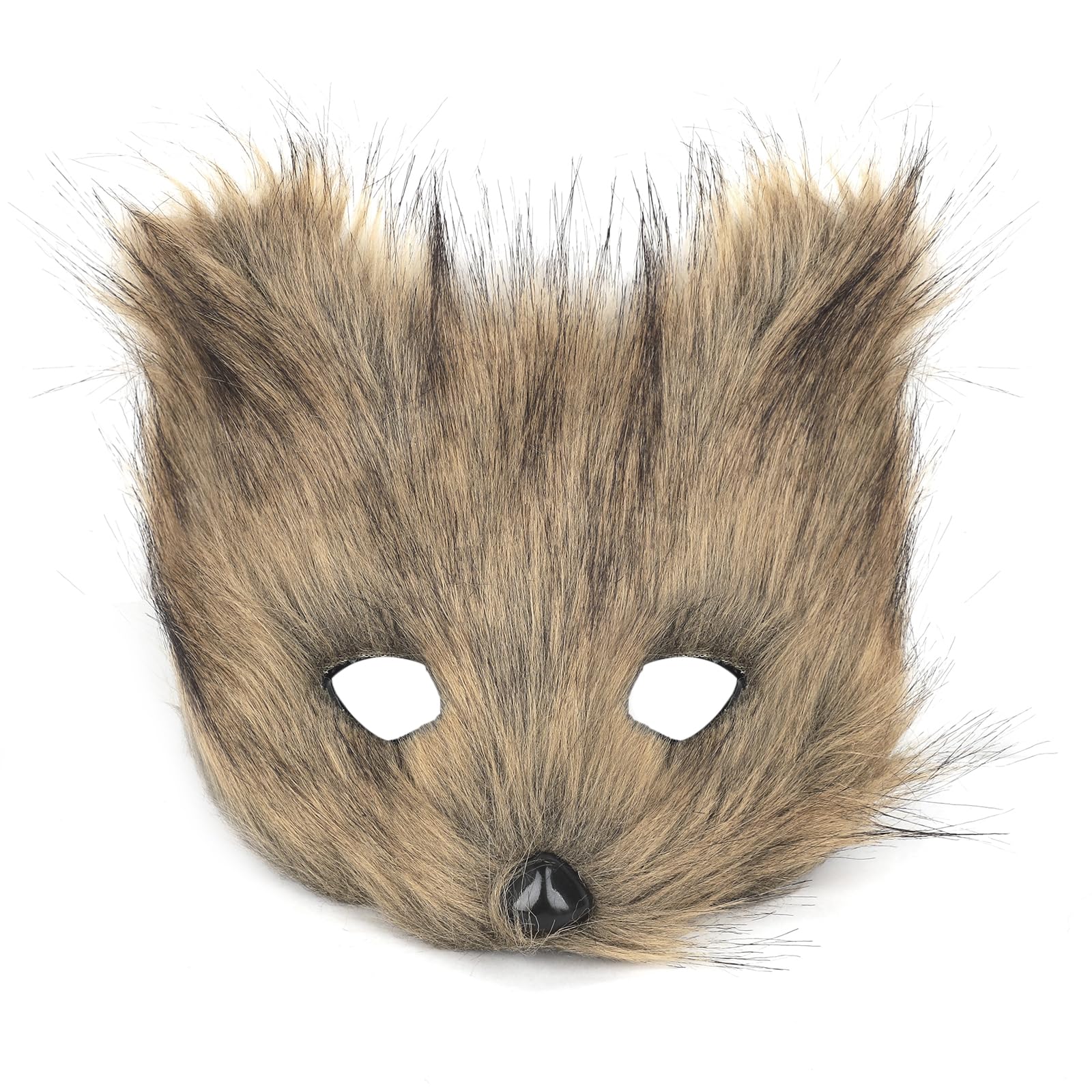 Fun Animal Halloween Mask Furry Half Face Mask Fox Bunny Masks Halloween Cosplay Costume Carnival Party Costume Props (Upgraded-Khaki) โ image 1