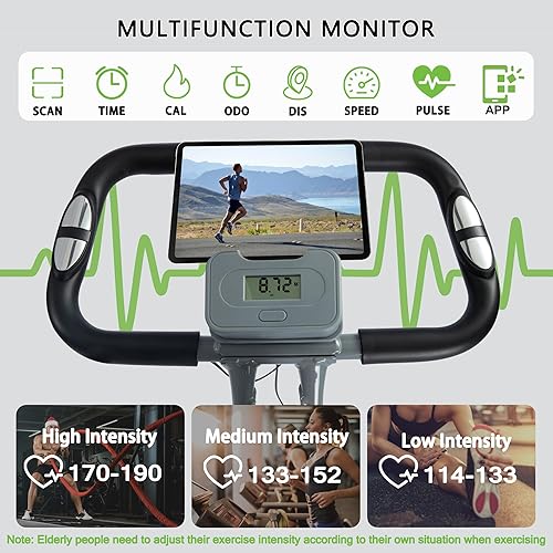 Miniatura 3 de BARWING Bicicleta estática estática para entrenamiento en casa, bicicleta de ciclismo plegable 5 en 1 para personas mayores, capacidad de 350