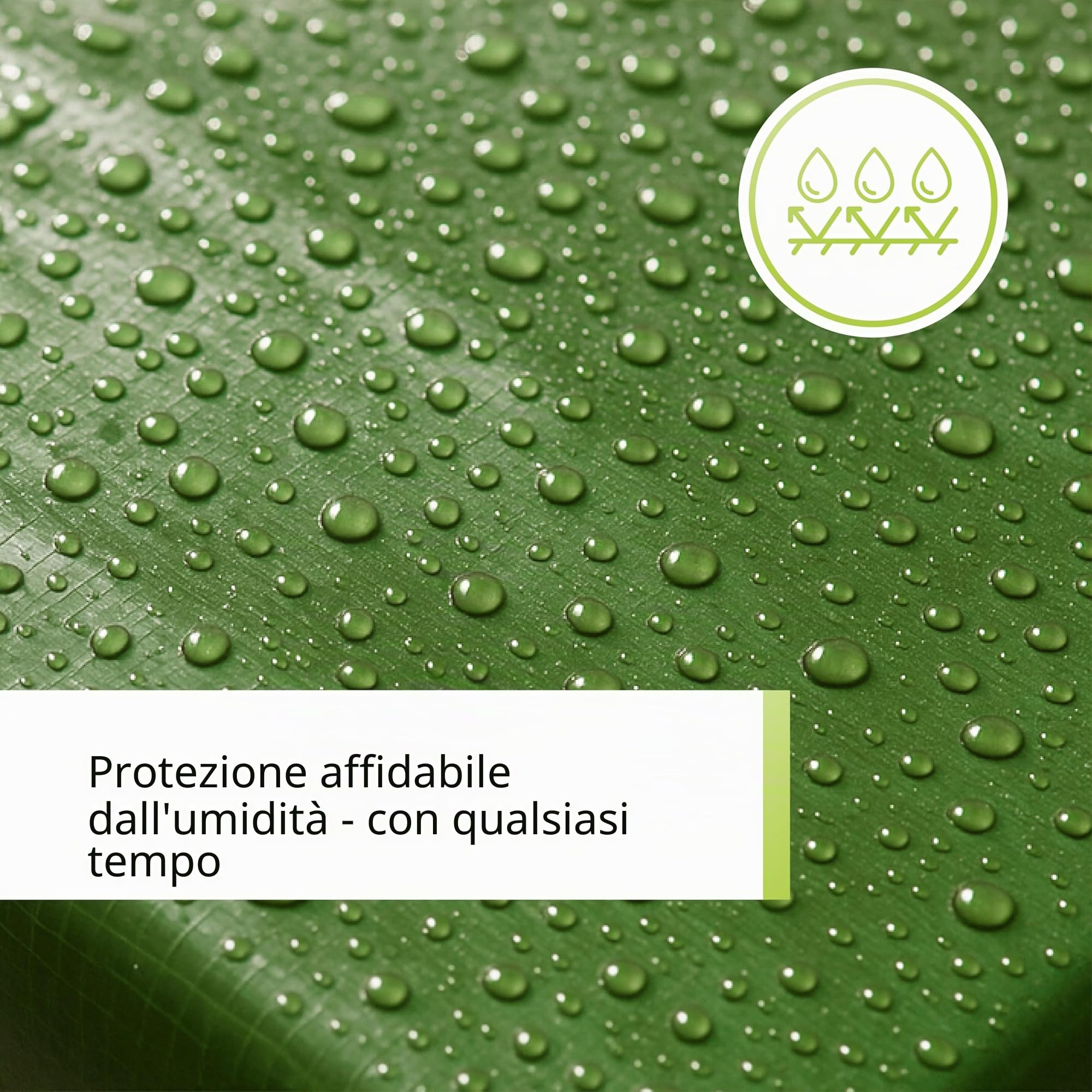 Telone impermeabile GF Premium Line 140g/m² verde 10m x 20m = 200m², telo in tessuto e protettivo, telone rinforzato occhiellato per barche, legno, piscina, mobili da giardino, auto, antistrappo