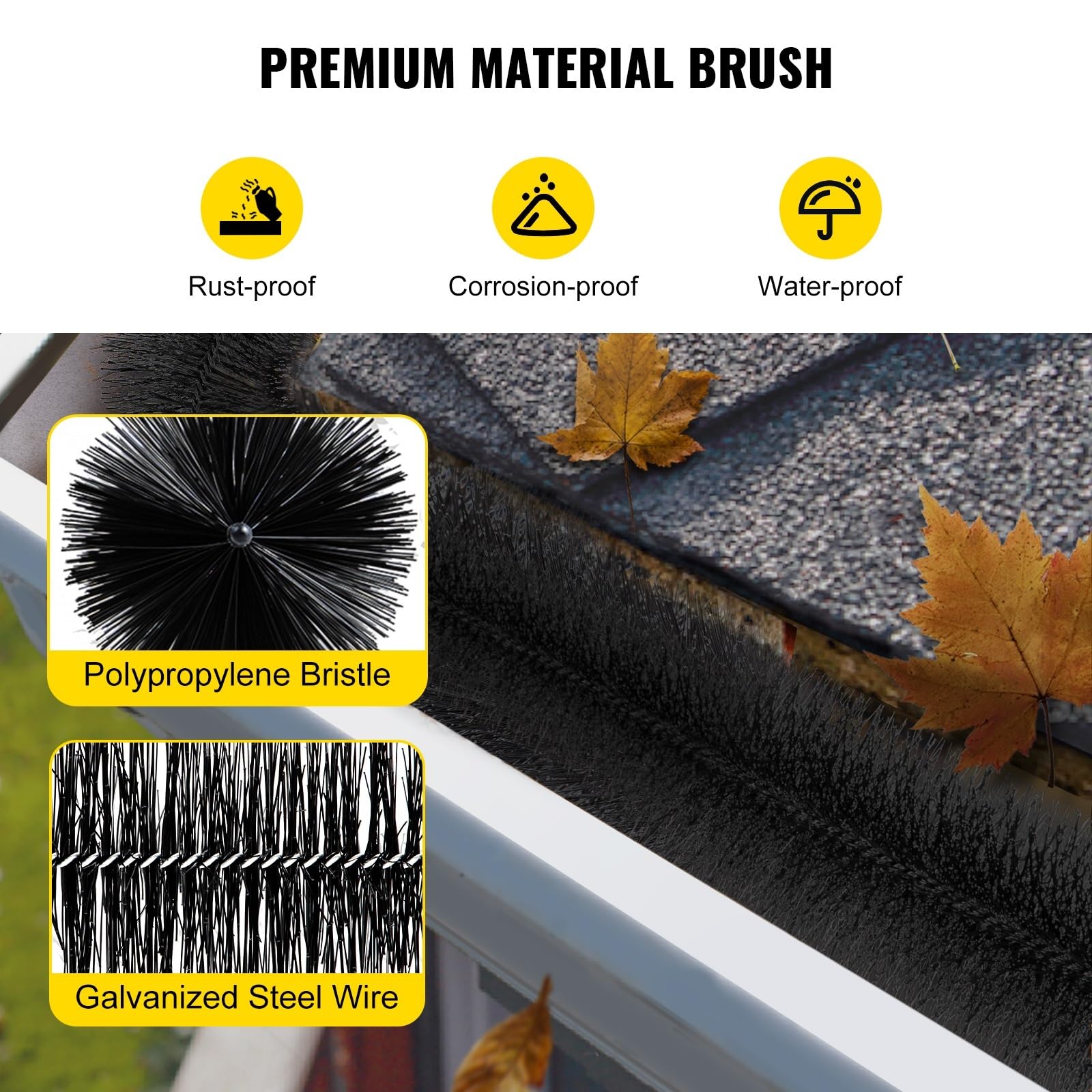 Gutter Guard Szczotka W Kształcie Walca Easy On Gutter Guard 5" Szczotka Rynnowa Z Włosiem Łatwa Do Czyszczenia Do Rynny Dachowej Na Zewnątrz(5 PCS)