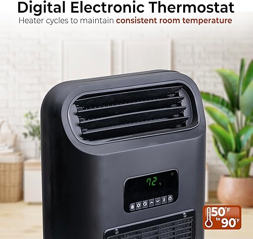 Miniatura 6 de Comfort Zone Calentador de espacio independiente o de montaje en pared de 18 pulgadas, 1500 W750 W, modo ECO, termostato digital, control remoto,