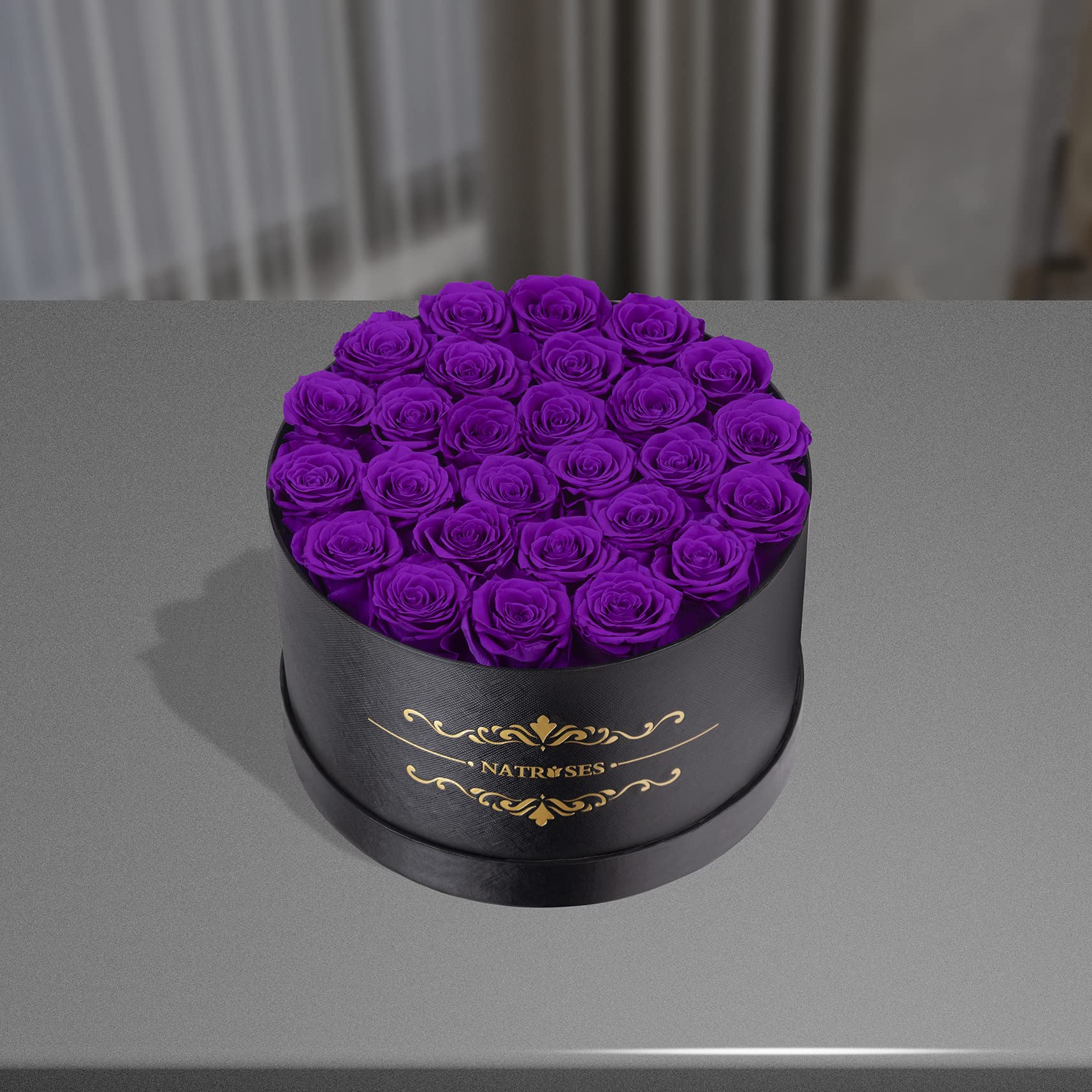 NATROSES Gifts for Her 27 Piece Forever Preserved Roses in a Box, Preserved Flowers for Delivery Birthday, Flowers Gifts for Mothers Day, Dusty Pink: Purple 27 Roses