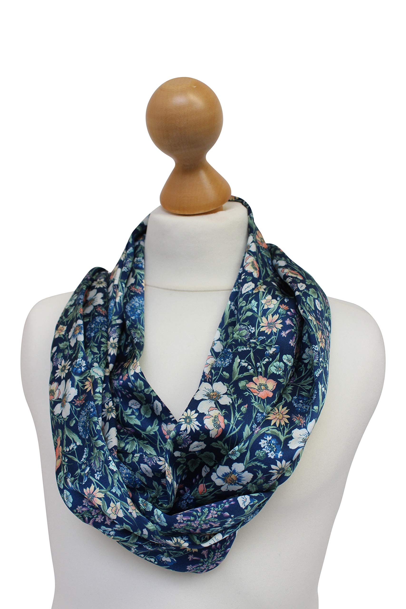 Ladycrow Luxurious Fine Liberty Silk Satin Scarf Stunning Navy