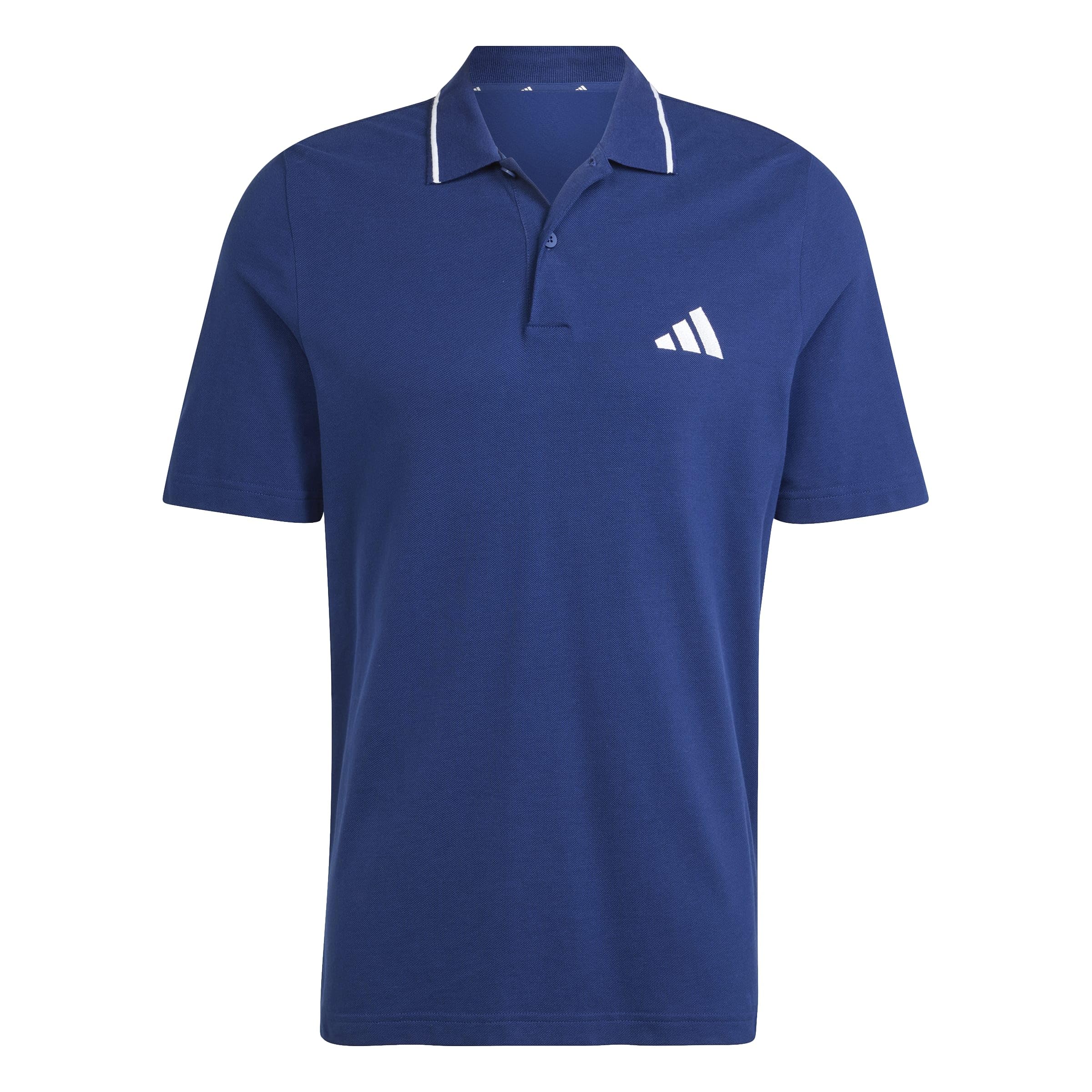 adidas Men's Essentials Small Logo Pique Polo Shirt, Dark Blue/White, L