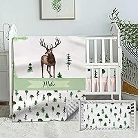Vista 10 de Juego de ropa de cama personalizado para cuna de bebé, edredón con nombre personalizado, ropa de cama de elefante floral, juego de 2 piezas