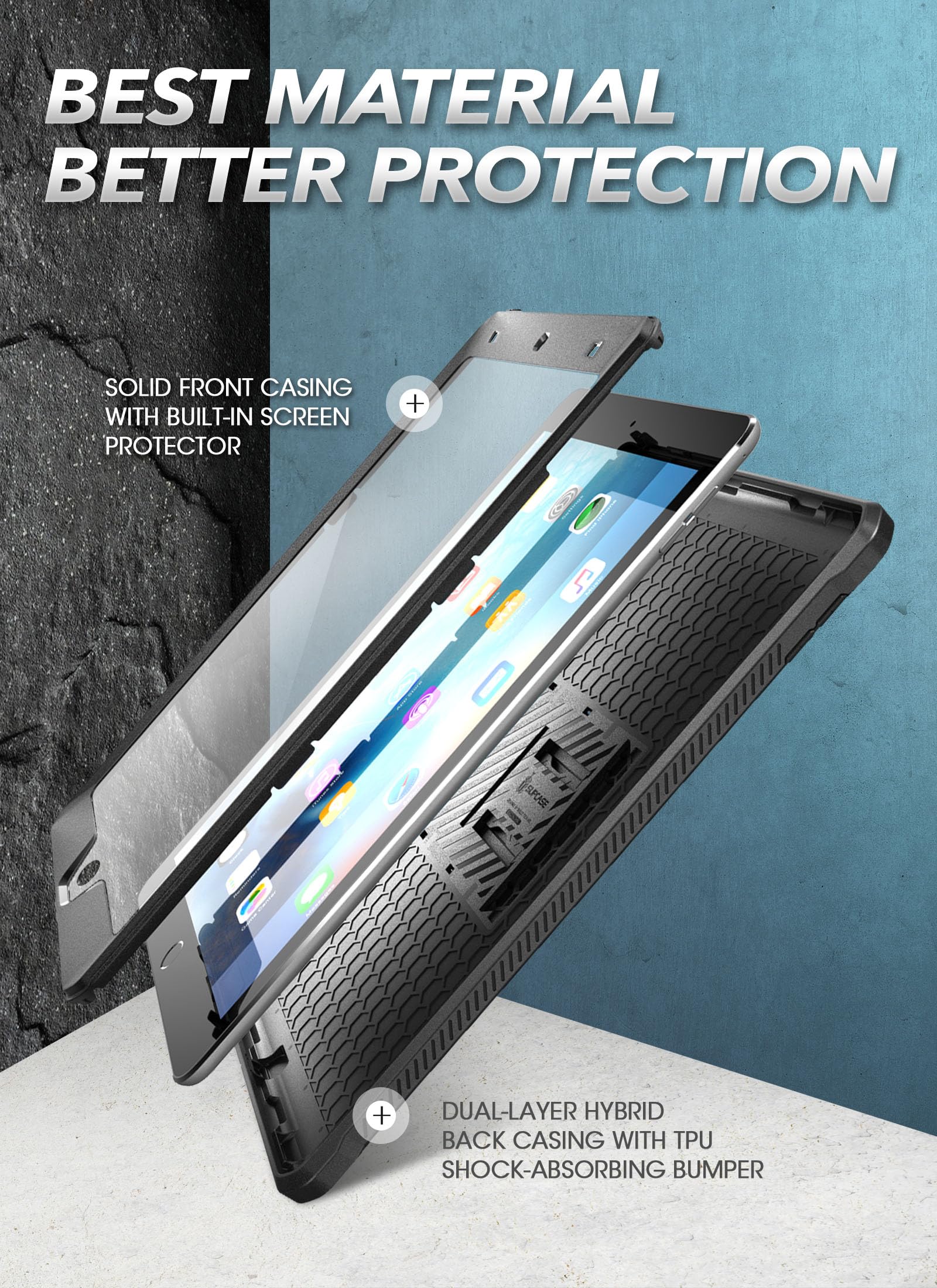 SUPCASE for iPad 9th/8th/7th Gen Case 10.2 inch 2021/2020/2019, Black — Amazon image 3