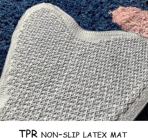 Vista 7 de IcosaMro Alfombra de baño azul con diseño de ballena, bonita alfombra antideslizante, lavable, de microfibra, absorbente de agua, alfombra de piso