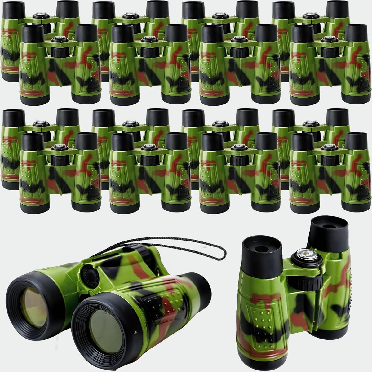 20 Pack Safari Binoculars Jungle Camouflage Binoculars Toy for Kids Explorers Gifts Camping Hunting Safari Party Favors