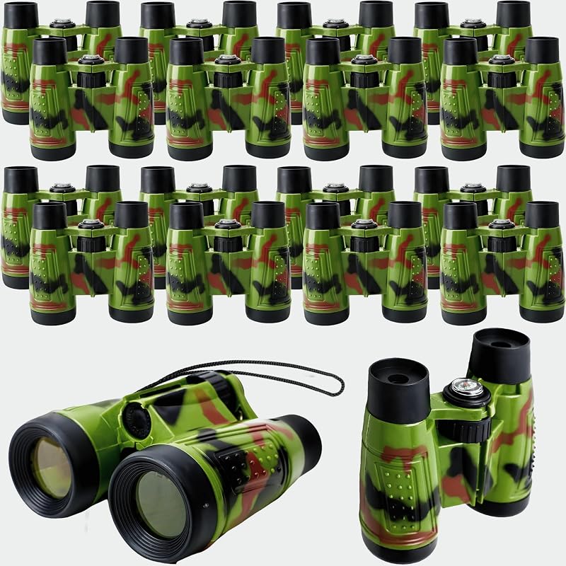 20 Pack Safari Binoculars Jungle Camouflage Binoculars Toy for Kids Explorers Gifts Camping Hunting Safari Party Favors