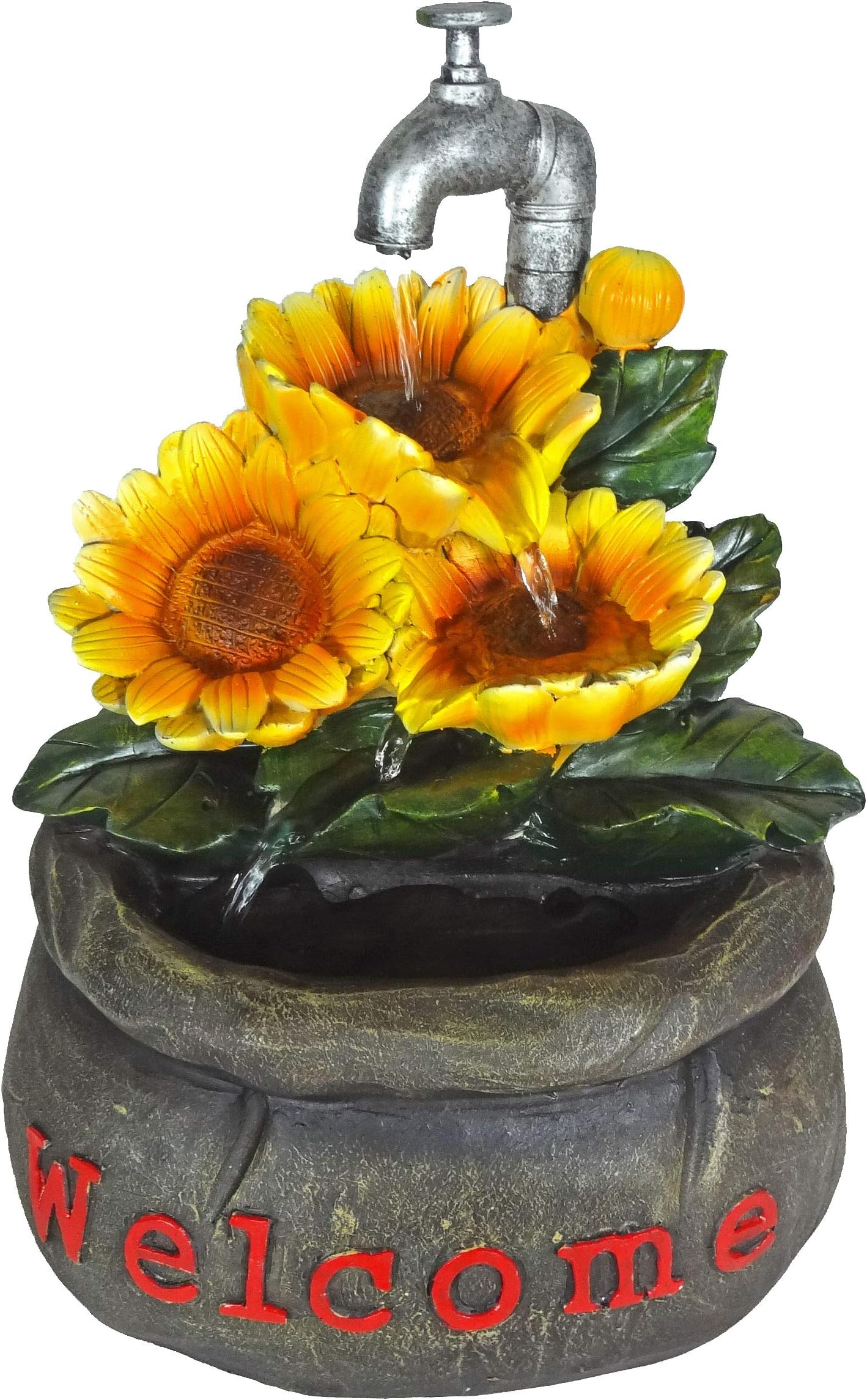 Tabletop Fountain Water Falling Flowers Welcome Sack