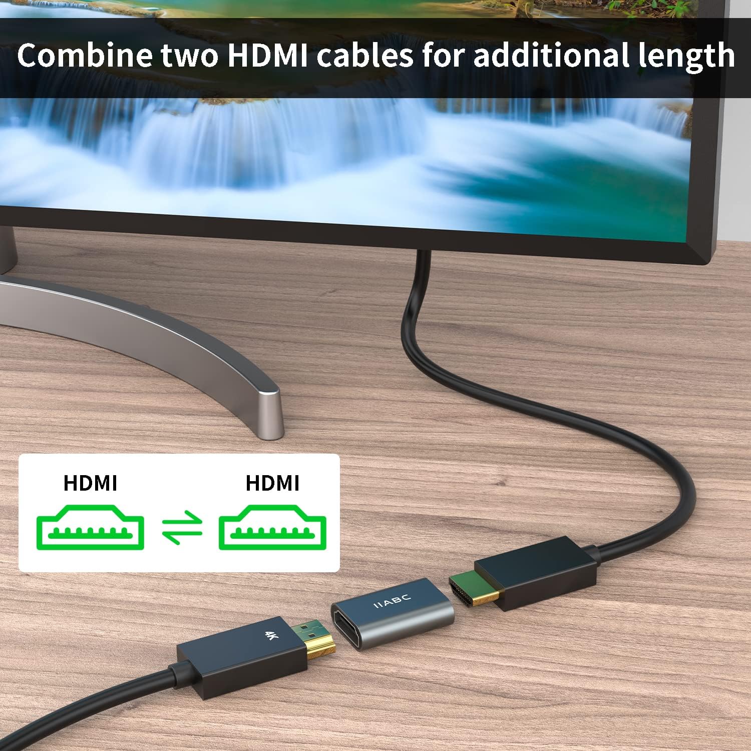 IIABC HDMI Coupler Female to Female 3 Pack 3D 4K@60Hz HDMI Adapter Aluminum Alloy Extension Cable Connector for HDTV, Roku Stick, Computer, PC, Monitor, Laptop, Projector, DVD Player, PS 5/4/3