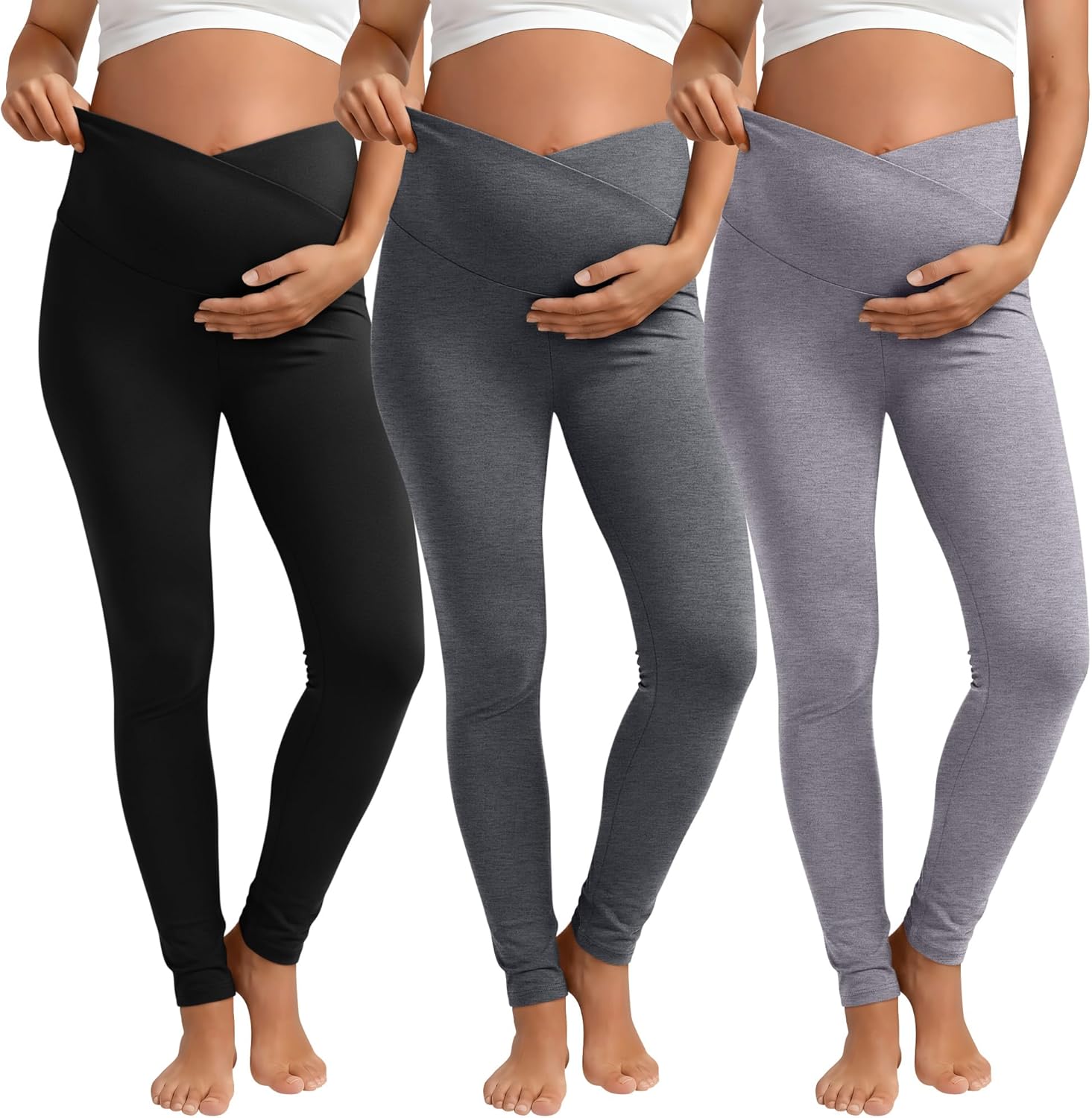 3 Pack Women's Maternity Pant Over The Belly Pregnancy Lounge Pant Lightweight Casual Loose Soft Pajama Clothes