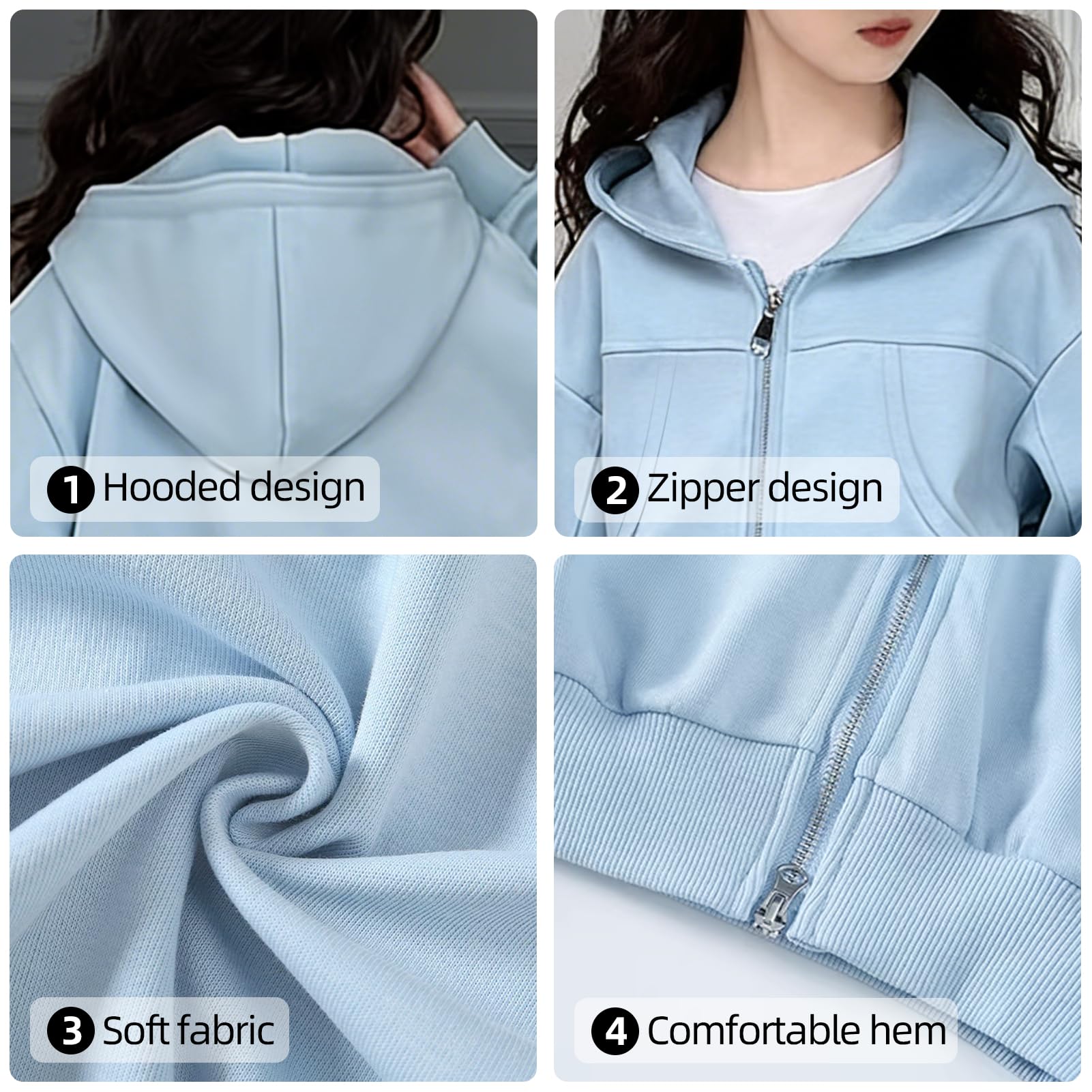 Conjunto Deportivo Niña Chándal 2 Piezas Chaqueta con Cremallera y Capucha + Pantalón Jogging para Primavera Otoño