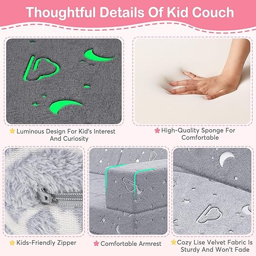 Miniatura 14 de BIERUM Sofá para niños, 6 piezas, sofá infantil para dormitorio, sala de juegos, sofá multifuncional para desarrollar la inteligencia, la 6 piezas