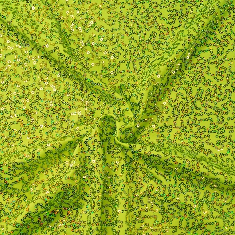Oh Sew Crafty Limited Flo Yellow Sequin Dancewear Lycra Stretch Premium Quality Sparkle Fabric Dressmaking (Flo Yellow)